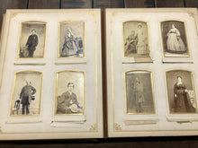 Load image into Gallery viewer, Leather Photograph Album + Victorian Era CDV & Cabinet Photos Antique 1800s