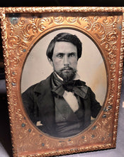Load image into Gallery viewer, 1/4 Ambrotype Handsome Man Suit Large Tie Beard - Texas / Southwest?