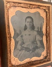 Load image into Gallery viewer, civil war era girl georgia estate lace gloves painted backdrop lt purple glass