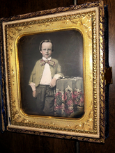 Load image into Gallery viewer, 1/6 Tinted Daguerreotype of a Little Boy ~ Still Sealed, Blue Velvet Case