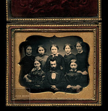 Load image into Gallery viewer, 1/6 Daguerreotype Group Photo Man & SEVEN Women - Mormon Family? Antique 1850s