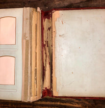 Load image into Gallery viewer, Antique Velvet 1800s Gold Trimmed Brass Clasp Cabinet & CDV Photo Album