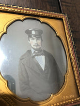 Load image into Gallery viewer, 1/6 Dated Daguerreotype Handsome Man in Slicker Hat Missouri Photographer Outley