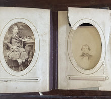 Load image into Gallery viewer, 1860s 1870s Photo Album with Tintypes & CDVs Civil War Tax Stamps Ohio Antique