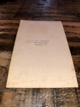 Load image into Gallery viewer, 1860s cdv photo cute little ID'd girl wearing dress & apron, civil war tax stamp