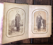Load image into Gallery viewer, 1860s Washington PA Photo Album w CDVs & Tintypes Some ID's Civil War Tax Stamps