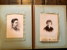 Load image into Gallery viewer, Antique photo album mourning widow Cabinet Cards tintype CDV