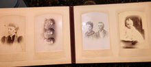 Load image into Gallery viewer, Nice leather photo album and antique Victorian era cabinet cards
