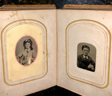 Load image into Gallery viewer, antique photo album 35 1860s & 1870s CDVs and Tintypes - Wisconsin