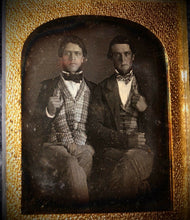 Load image into Gallery viewer, 1840s Daguerreotype - Early Scovills 1/6 Plate Two Handsome Men / Male Friends