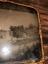 Load image into Gallery viewer, Rare 1850s Half Plate Ambrotype Large Primitive Folk Art Painting Farm House