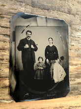 Load image into Gallery viewer, Cute Family Photo Visible Backdrop & Studio Surroundings 1860s 1/4 Tintype