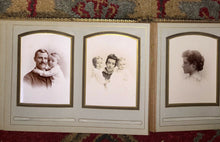 Load image into Gallery viewer, LARGE Antique Leather Album 46 Photos Cabinet Cards CDVs Tintype New York Widow