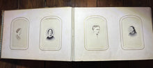 Load image into Gallery viewer, Nice Leather & Brass 1860s Photo Album w' Civil War Soldier & Tax Stamps Boston