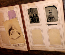 Load image into Gallery viewer, Victorian Sewn Flower Cover Album 1860s CDV Tintype Cabinet Card