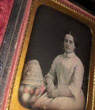 Load image into Gallery viewer, 1850s 1/6 Tinted Daguerreotype Woman with Bonnet - Sealed, Full Case