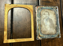 Load image into Gallery viewer, 1/4 Daguerreotype Handsome Confident ID'd Man Great Pose / Texas 1840s