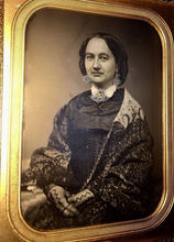 Load image into Gallery viewer, HALF PLATE 1850s Daguerreotype Photo Pretty Woman in Shawl - Mona Lisa Smile
