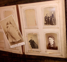 Load image into Gallery viewer, Victorian Sewn Flower Cover Album 1860s CDV Tintype Cabinet Card