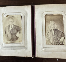 Load image into Gallery viewer, 1860s 1870s Photo Album with Tintypes & CDVs Civil War Tax Stamps Ohio Antique