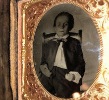 Load image into Gallery viewer, Rare 1860s Civil War Era Tintype Photo Post Mortem Boy Propped in Chair 6438(x)