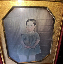 Load image into Gallery viewer, 1/6 Daguerreotype Photo Little Girl Tinted Blue Dress Quilt Or Blanket Backdrop