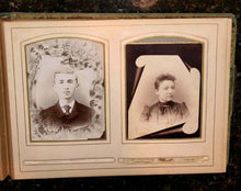 Load image into Gallery viewer, antique Victorian album cabinet cards cdvs tintype mourning / memorial widow 62A