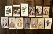 Load image into Gallery viewer, Lot Of 13 CDV Photos 1860s 1870s Hand Tinted Flowers Floral Wreath Art Filler