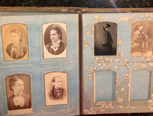 Load image into Gallery viewer, large antique album with 18 photos and IDs beautiful decorated pages