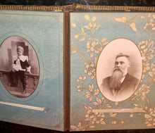 Load image into Gallery viewer, large antique album with 18 photos and IDs beautiful decorated pages