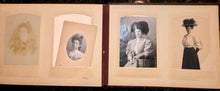 Load image into Gallery viewer, Nice leather photo album and antique Victorian era cabinet cards