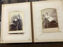 Load image into Gallery viewer, Leather Photograph Album + Victorian Era CDV & Cabinet Photos Antique 1800s