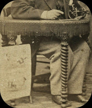 Load image into Gallery viewer, 3 CDVS inc RARE TRICK PHOTO MAN W PATENT MODEL MOWING MACHINE FREDRICKS NEW YORK