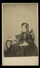 Load image into Gallery viewer, 1860s CDV by Boston Female Spirit Photographer + Advertisement Mourning Jewelry