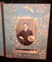 Load image into Gallery viewer, large antique album with 18 photos and IDs beautiful decorated pages