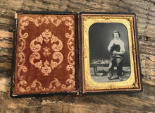 Load image into Gallery viewer, Rare Occupational Photo Shoe Worker with Tools, 1800s Tinted Antique Ambrotype