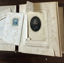 Load image into Gallery viewer, 1860s 1870s Photo Album with Tintypes & CDVs Civil War Tax Stamps Ohio Antique