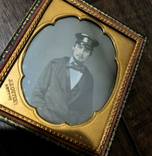 Load image into Gallery viewer, 1/6 Dated Daguerreotype Handsome Man in Slicker Hat Missouri Photographer Outley
