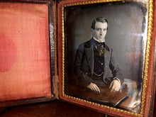 Load image into Gallery viewer, 1840s 1850s Daguerreotype Handsome Man Tinted Photo New Bedford Massachusetts