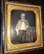 Load image into Gallery viewer, 1/6 Tinted Daguerreotype of a Little Boy ~ Still Sealed, Blue Velvet Case