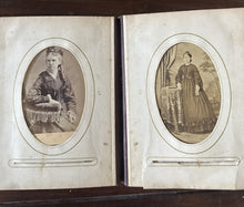 Load image into Gallery viewer, 1860s 1870s Photo Album with Tintypes & CDVs Civil War Tax Stamps Ohio Antique