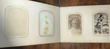 Load image into Gallery viewer, Nice Leather & Brass 1860s Photo Album w' Civil War Soldier & Tax Stamps Boston