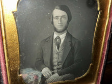 Load image into Gallery viewer, 1/6 Daguerreotype Handsome Man with Beard, Tinted, Sealed