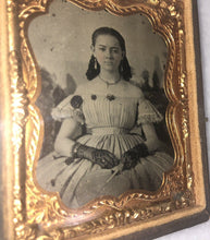 Load image into Gallery viewer, civil war era girl georgia estate lace gloves painted backdrop lt purple glass