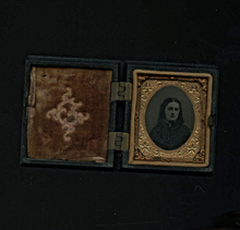Load image into Gallery viewer, Miniature 1/16 Civil War Era Tintype Widow in Mourning Union Thermoplastic Case