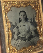 Load image into Gallery viewer, civil war era girl georgia estate lace gloves painted backdrop lt purple glass