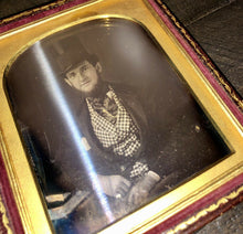 Load image into Gallery viewer, late 1840s daguerreotype handsome top hat man w/ books - author / writer type!