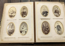 Load image into Gallery viewer, Leather Photograph Album + Victorian Era CDV & Cabinet Photos Antique 1800s