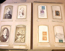 Load image into Gallery viewer, Antique Photo Album Civil War Era IOWA Philadelphia New York Tax Stamps IDs 1800s