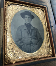 Load image into Gallery viewer, 1/6 Tintype Photo ID'd Civil War Confederate Soldier POW Died At Camp Douglas